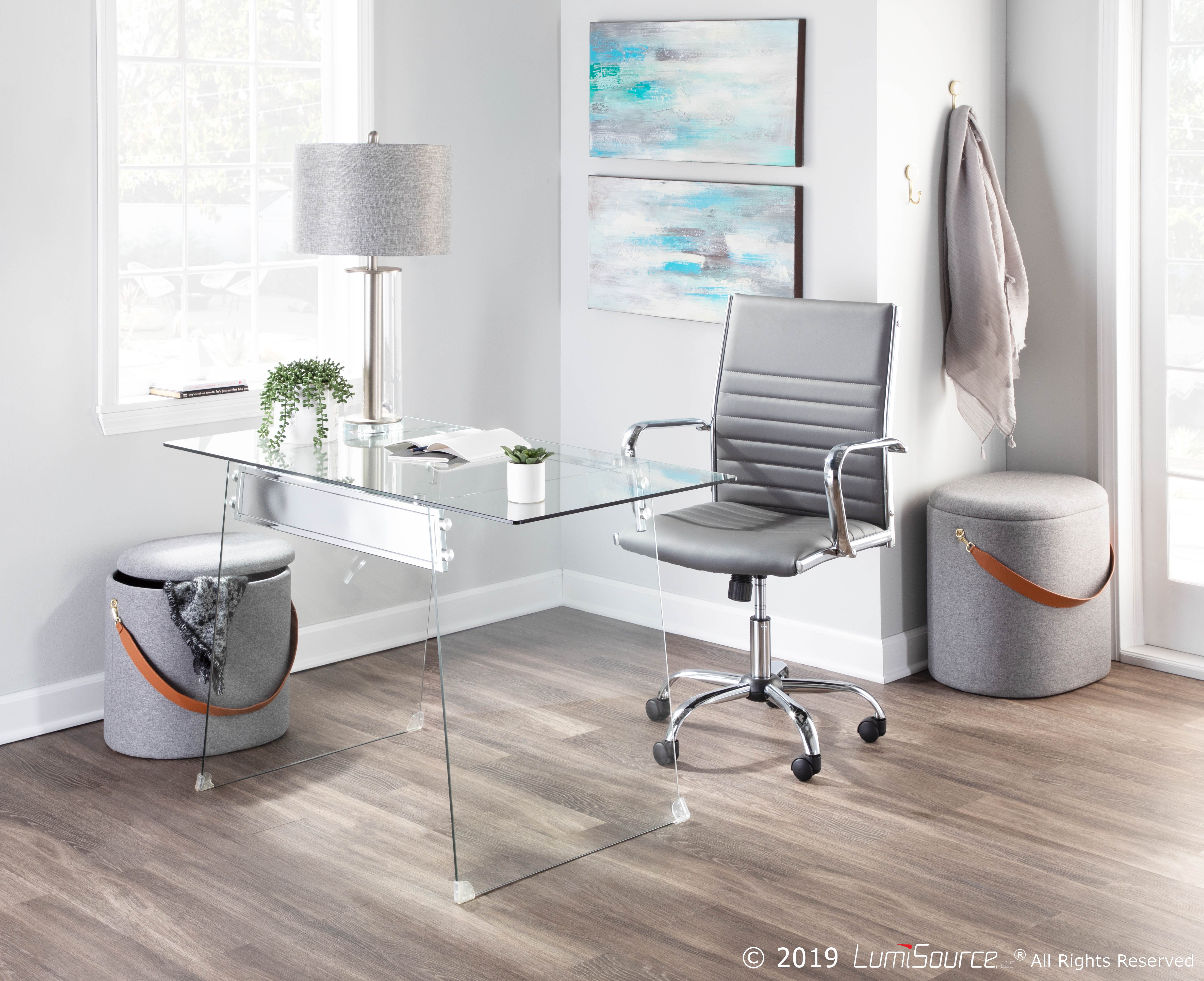 OFD-TM-GLACE Modern Clear Glass Desk - Glacier-1