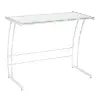 OFD-TM-BITSGL-W White Metal and Glass Computer Desk - Sigma