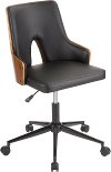 OC-STLA-WL-BK Mid Century Walnut Wood and Black Office Chair - Stella