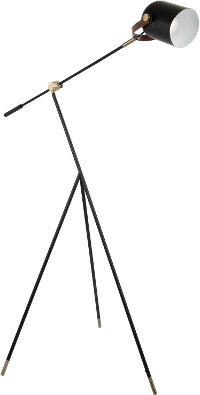 L-HYWDFL-AU-BK Industrial Black Tripod Floor Lamp with Gold Accents