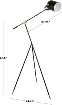 L-HYWDFL-AU-BK Industrial Black Tripod Floor Lamp with Gold Accents-5