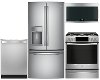 KIT GE Profile 4 Piece Gas Appliance Package with French Door Refrigerator - Stainless Steel