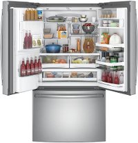 KIT GE Profile 4 Piece Gas Appliance Package with French Door Refrigerator - Stainless Steel-3