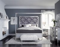 Modern Silver and Gray Queen Canopy Bed - Modern Eclectic