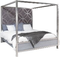 Modern Silver and Gray Queen Canopy Bed - Modern Eclectic-4
