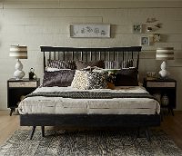 Distressed Gray Queen Shaker Platform Bed - Modern Eclectic