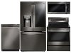 KIT LG 4 Piece Electric Kitchen Appliance Package with Door in Door Smart Refrigerator - Black Stainless Steel