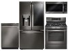 KIT LG 4 Piece Gas Kitchen Appliance Package with Door in Door Smart Refrigerator - Black Stainless Steel