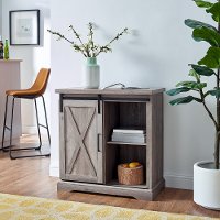 Rustic Farmhouse Gray Accent Cabinet - Barn Door-2
