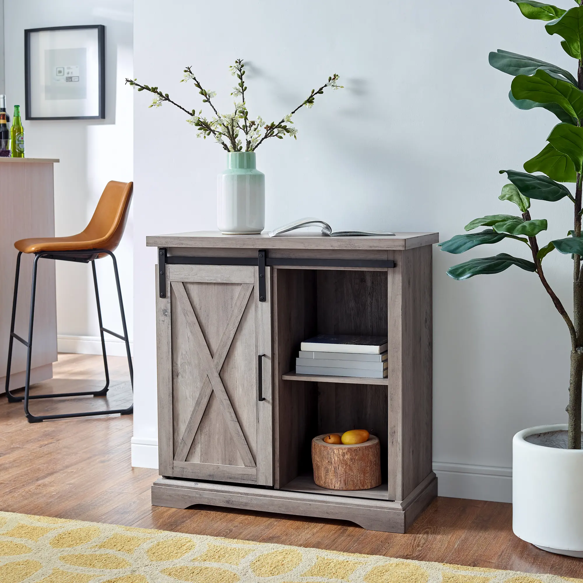 AF32ALXDGW Rustic Farmhouse Gray Buffet - Barn Door-2