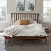 Modern Walnut Brown Queen Spindle Platform Bed