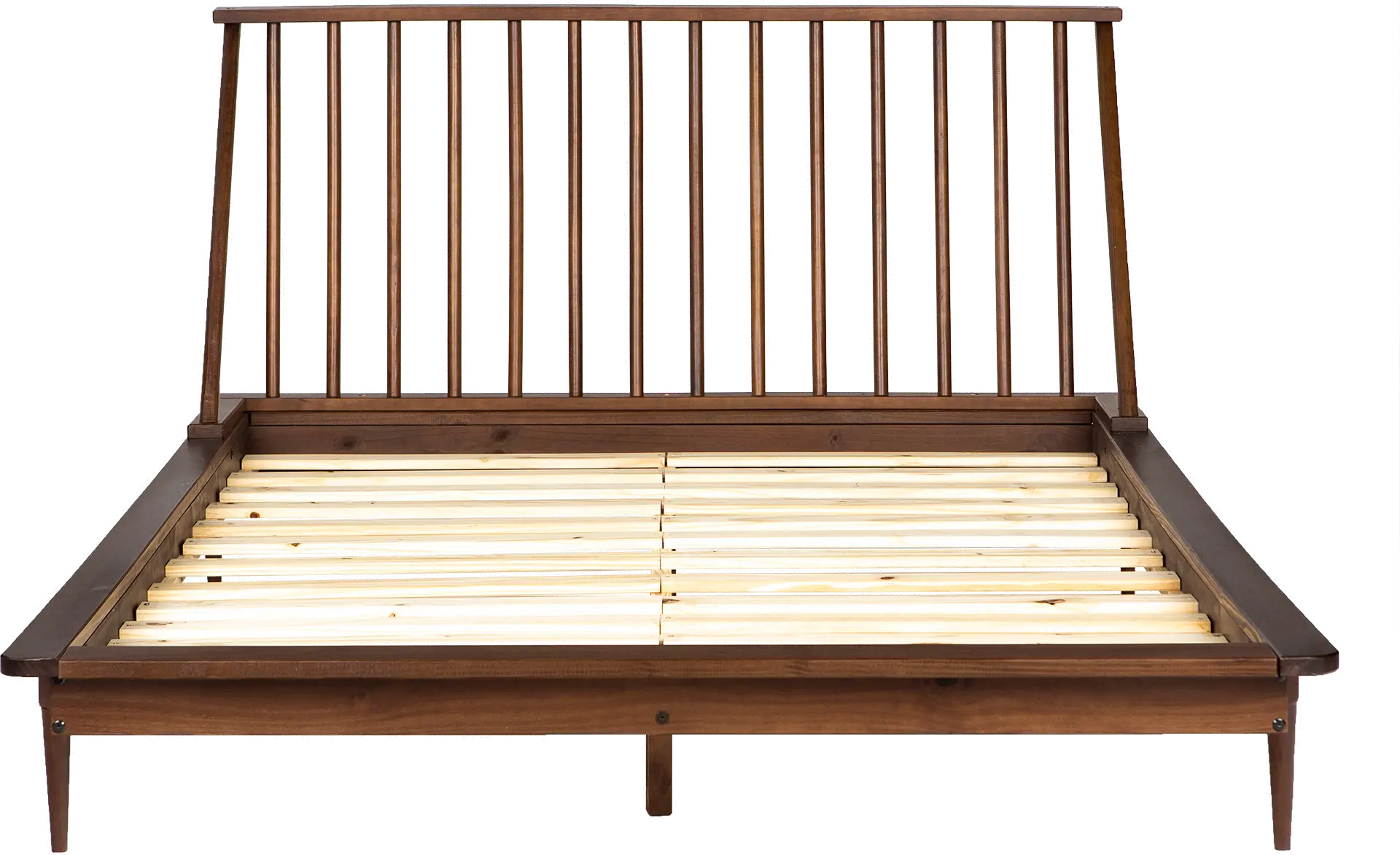 BQSPINWT Modern Walnut Brown Queen Spindle Platform Bed-4