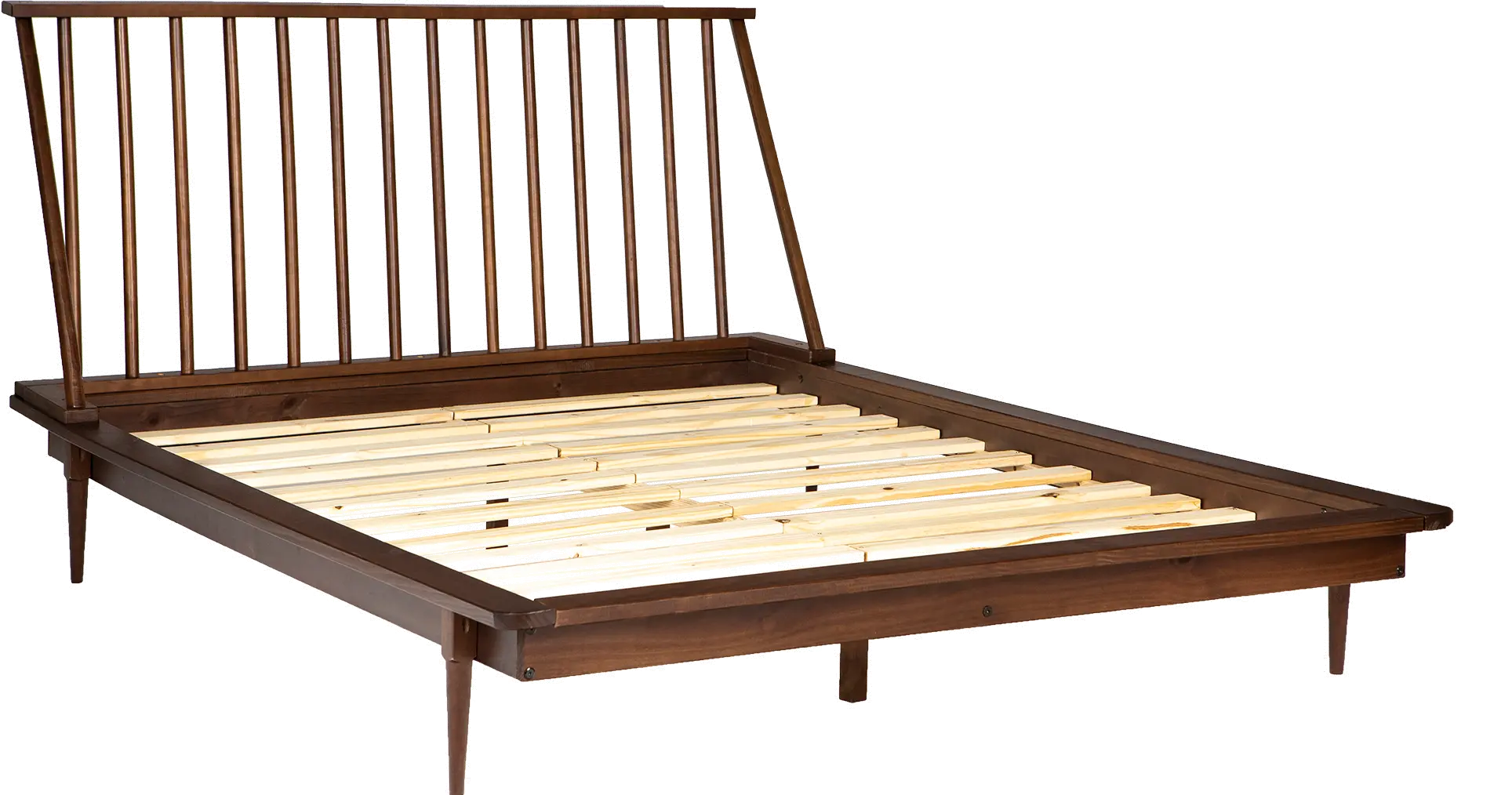 BQSPINWT Modern Walnut Brown Queen Spindle Platform Bed-5