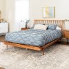 Modern Caramel Brown Queen Spindle Platform Bed