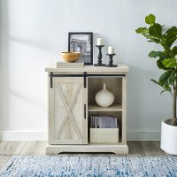 Rustic Farmhouse White Oak Accent Cabinet - Barn Door
