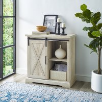 Rustic Farmhouse White Oak Accent Cabinet - Barn Door-2