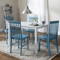 Modern White and Powder Blue 5 Piece Dining Set-2
