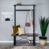 Industrial 47 Inch Dark Walnut Hall Tree
