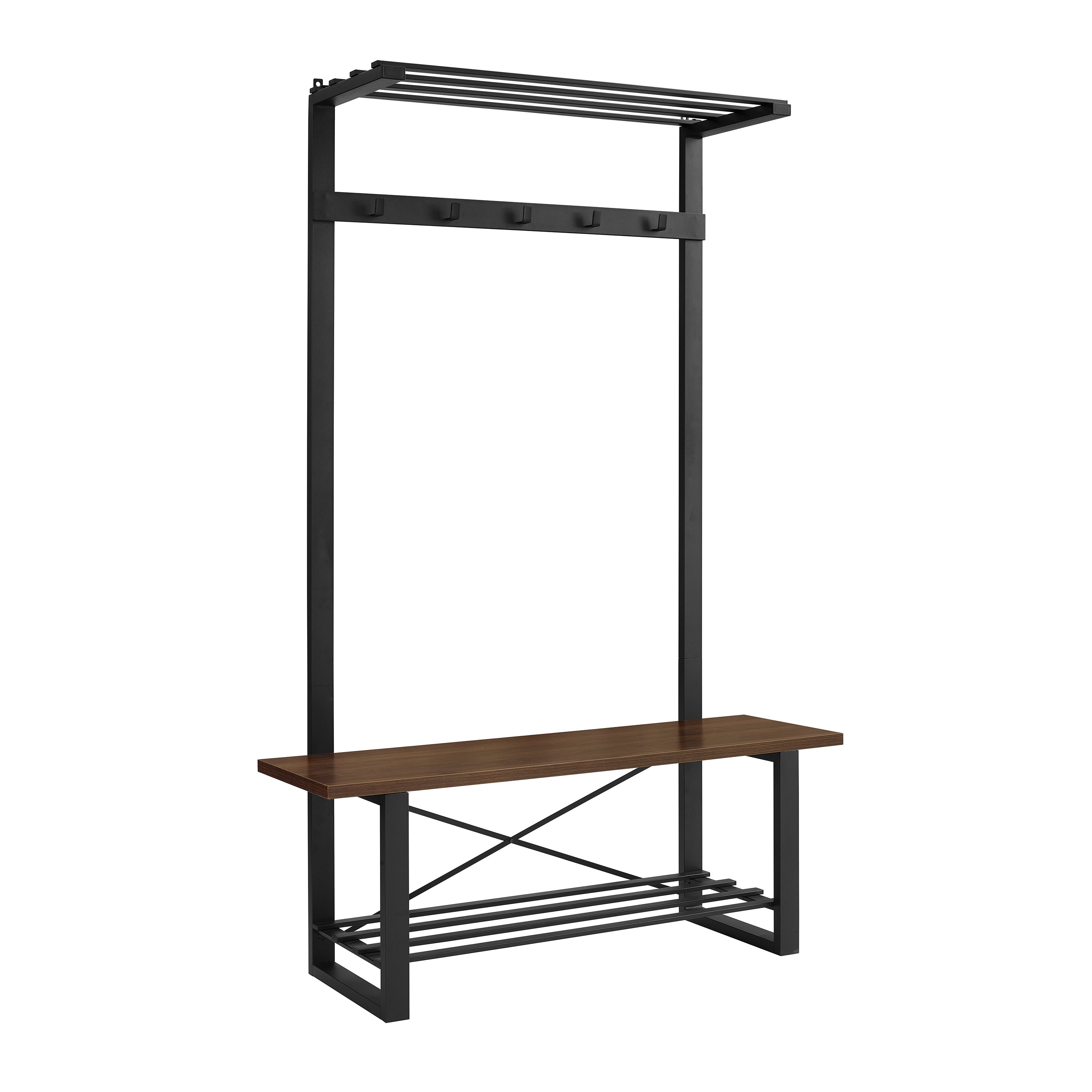 HT72URBDW Industrial 47 Inch Dark Walnut Hall Tree-2