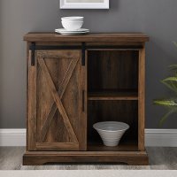 Rustic Farmhouse Rustic Oak Accent Cabinet - Barn Door-2
