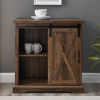 Rustic Farmhouse Rustic Oak Accent Cabinet - Barn Door-3