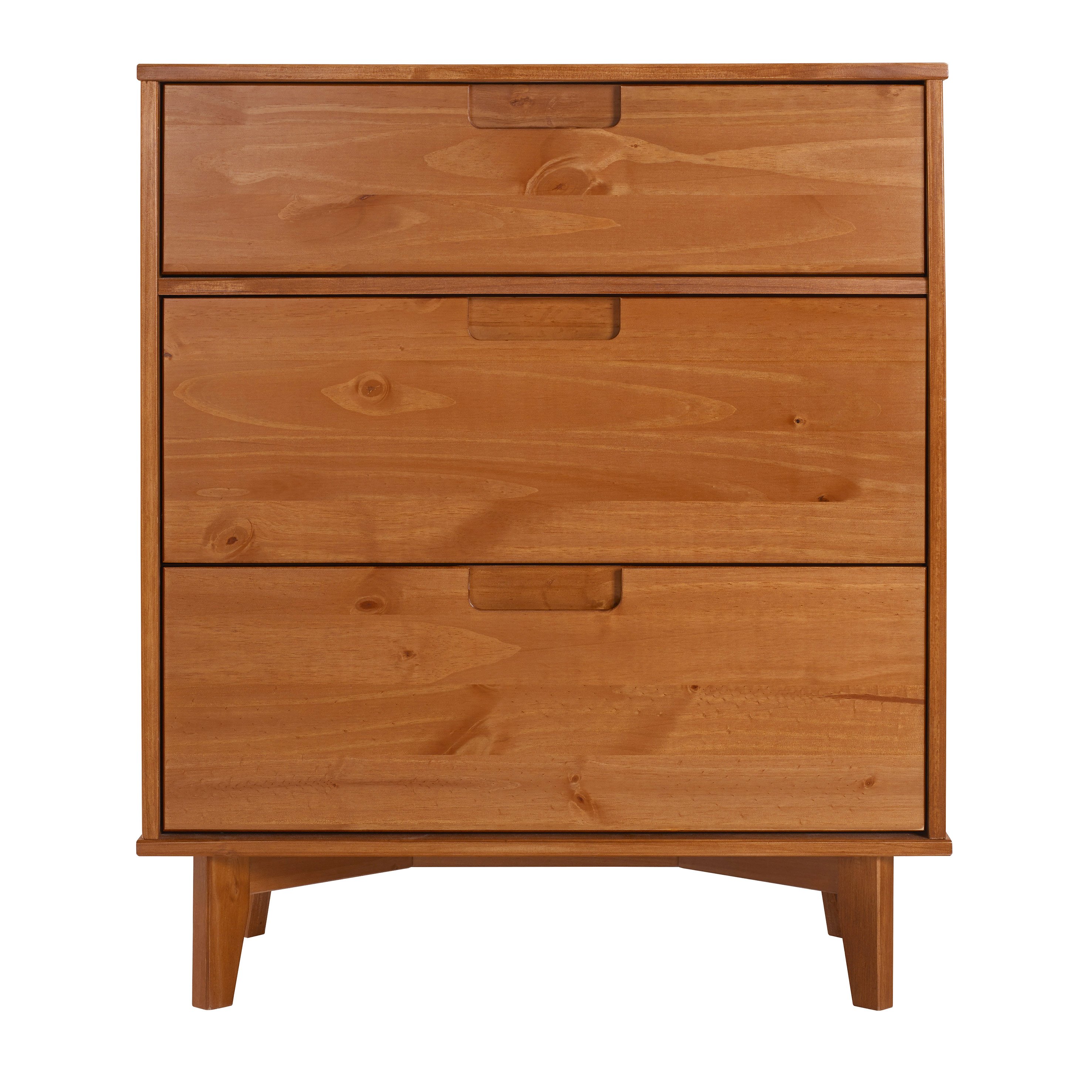 BR3DSLDRCA Sloane Mid Century Modern Caramel Brown 3-Drawer Dresser-3