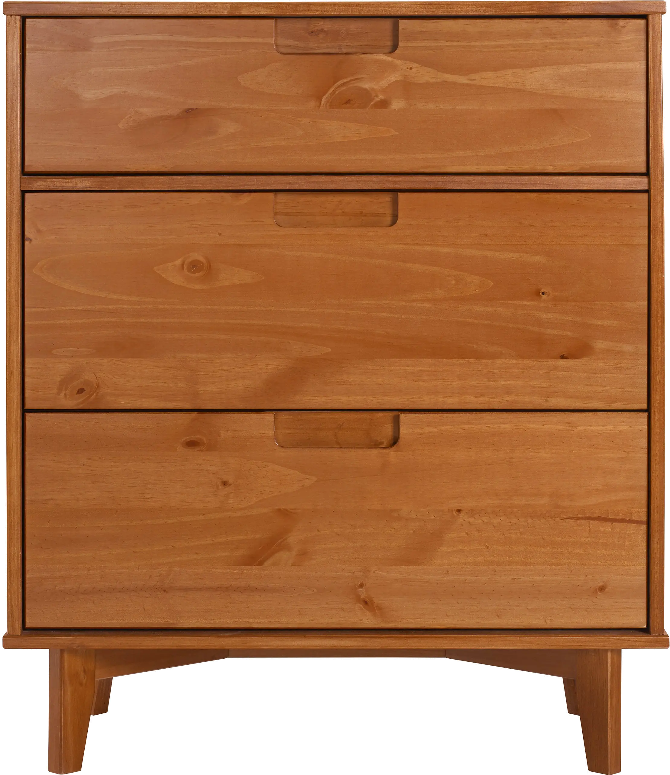 BR3DSLDRCA Sloane Mid Century Modern Caramel Brown 3-Drawer Dresser-3
