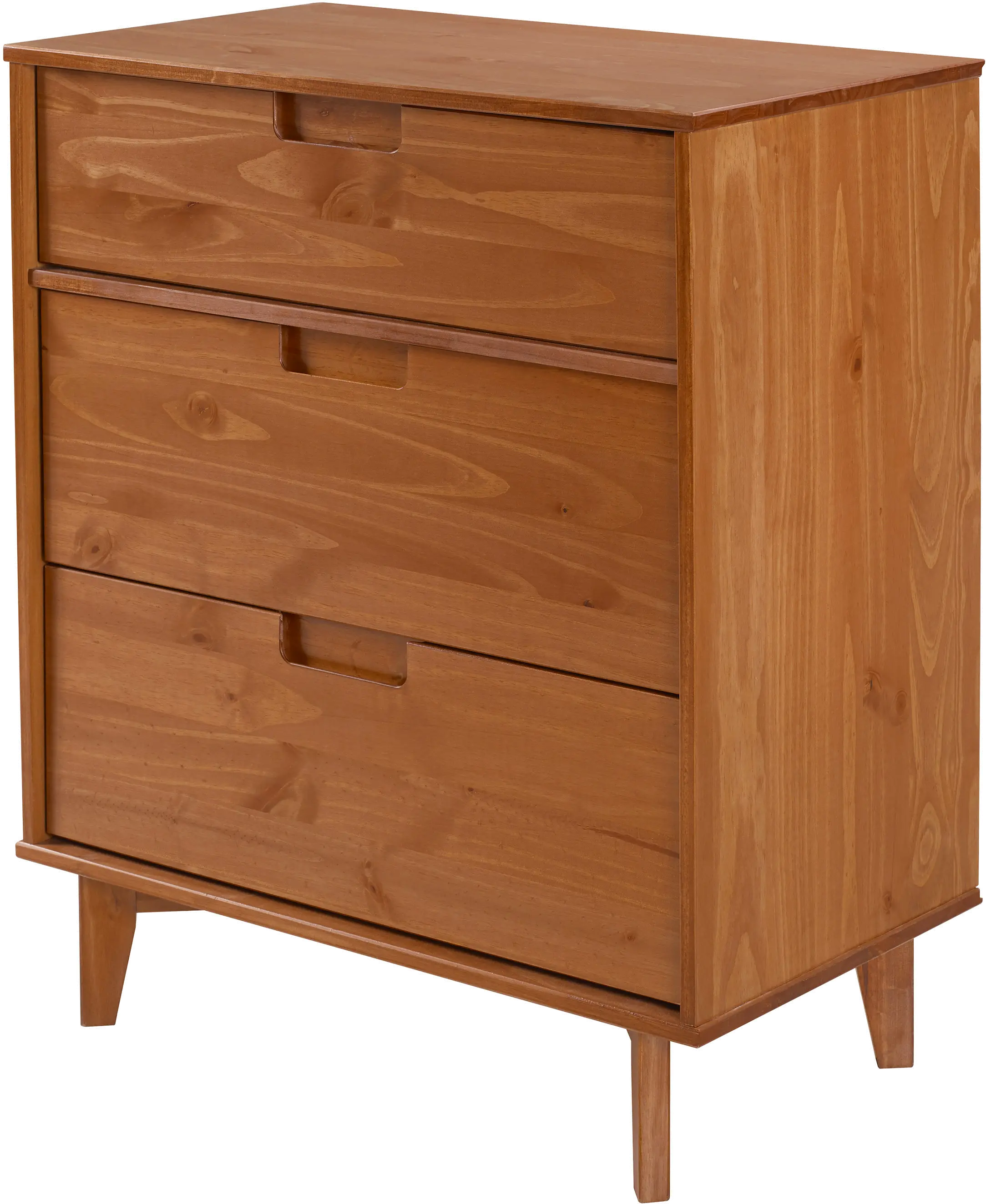 BR3DSLDRCA Sloane Mid Century Modern Caramel Brown 3-Drawer Dresser-4