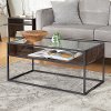 Dark Walnut and Glass Coffee Table - Jersey