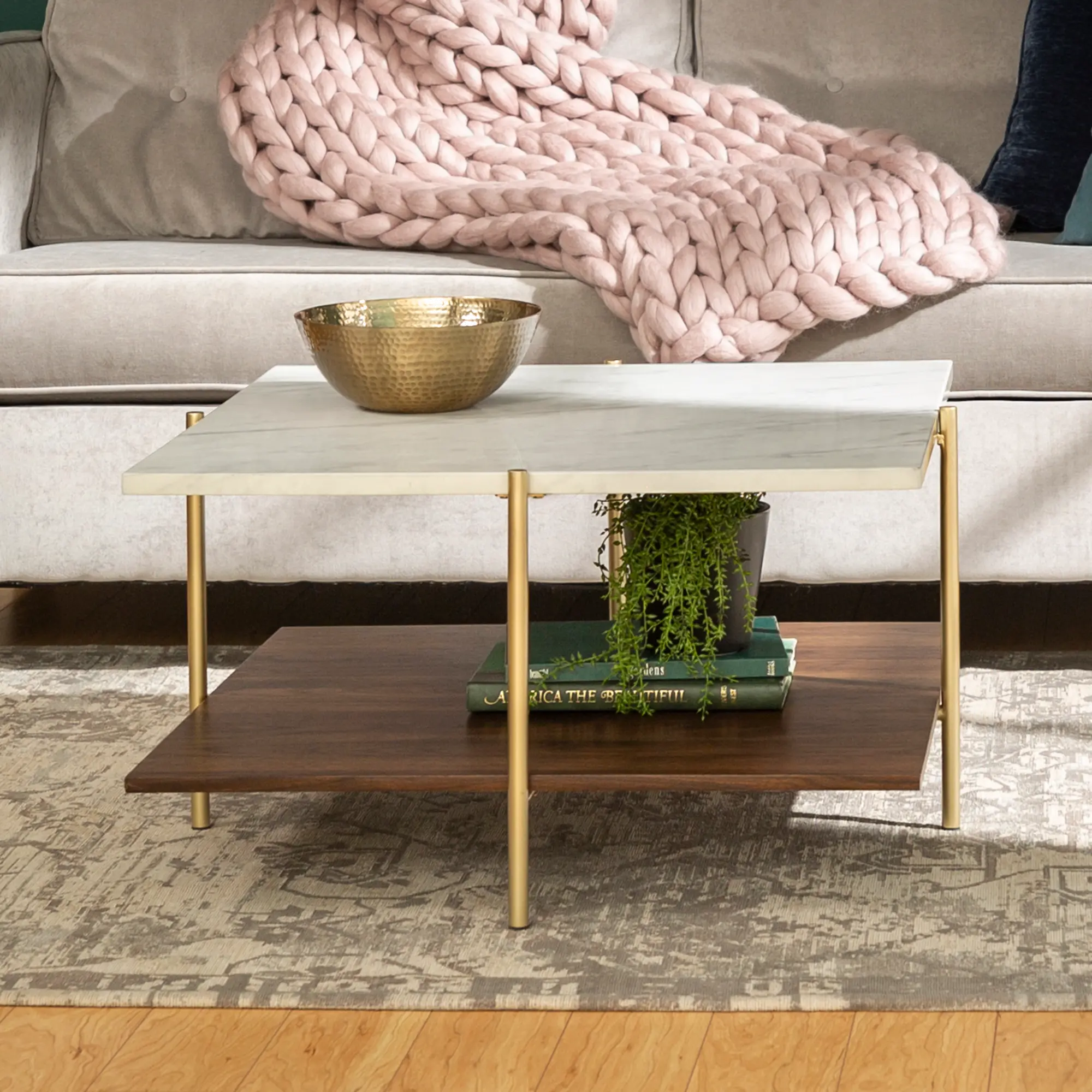 AF32SSQCTMGD Mid Century Marble and Gold Coffee Table - Simone-2