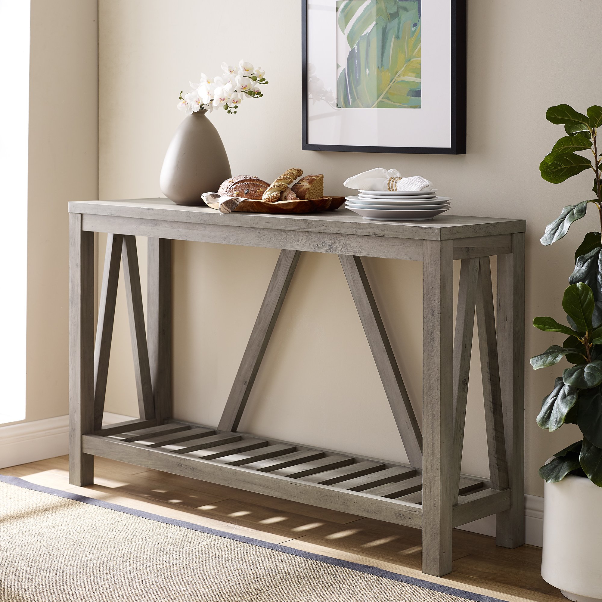 AF52AFTGW Rustic Gray Entryway Table - A-Frame-2