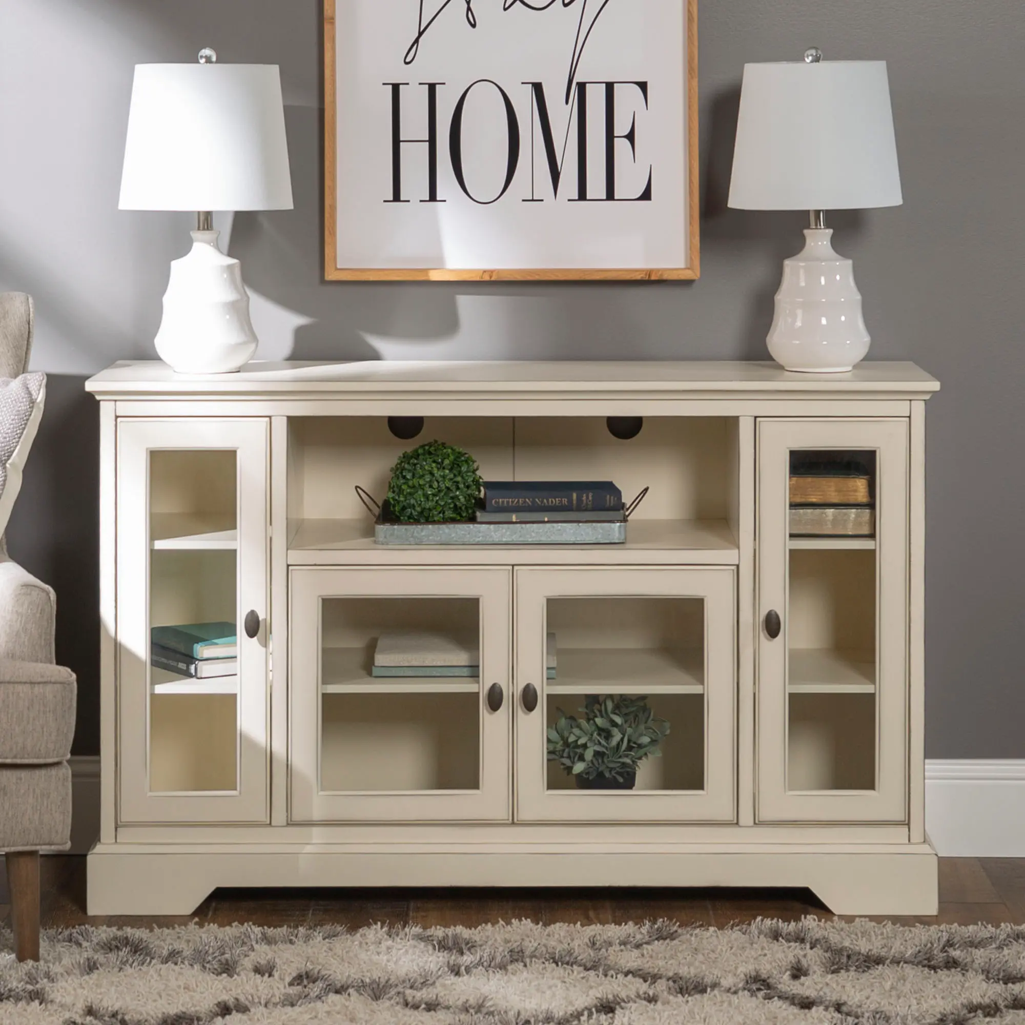 W52C32AWH Washed White 52 Inch TV Stand - Highboy-1