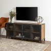 Industrial 60 inch Rustic Oak and Mesh TV Stand - Mesh