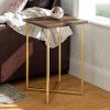 Glam Dark Walnut and Gold Side Table - Luxe