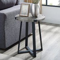 Slate Gray Rustic Side Table - Metal Wrap-2