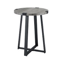 Slate Gray Rustic Side Table - Metal Wrap-3