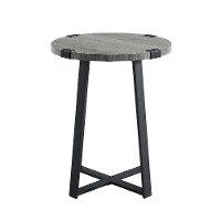 Slate Gray Rustic Side Table - Metal Wrap-4