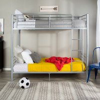 Modern Silver Metal Twin-over-Twin Bunk Bed-3
