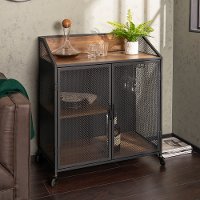 Industrial 33 Inch Rustic Oak Bar Cabinet-2