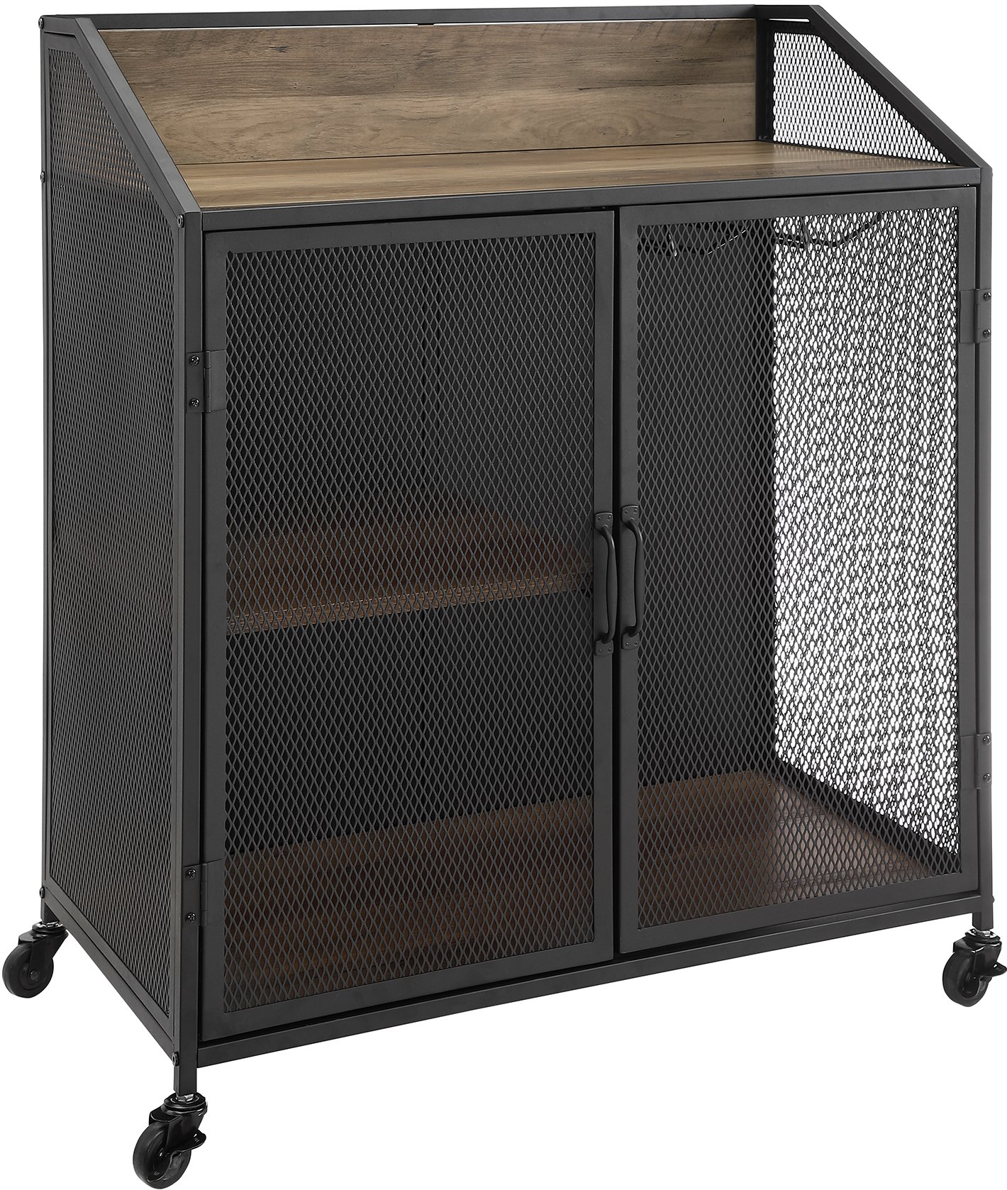 BU33SOIBCRO Industrial 33 Inch Rustic Oak Bar Cabinet-5