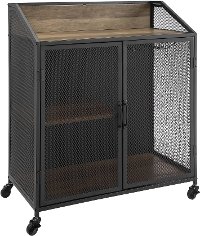 Industrial 33 Inch Rustic Oak Bar Cabinet-5