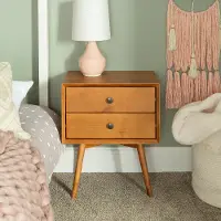 BR25MC2DCA Mid Century Modern Caramel Brown Nightstand