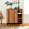 BU34COBCTK Modern Teak 34 Inch Wine Cabinet - Walker Edison