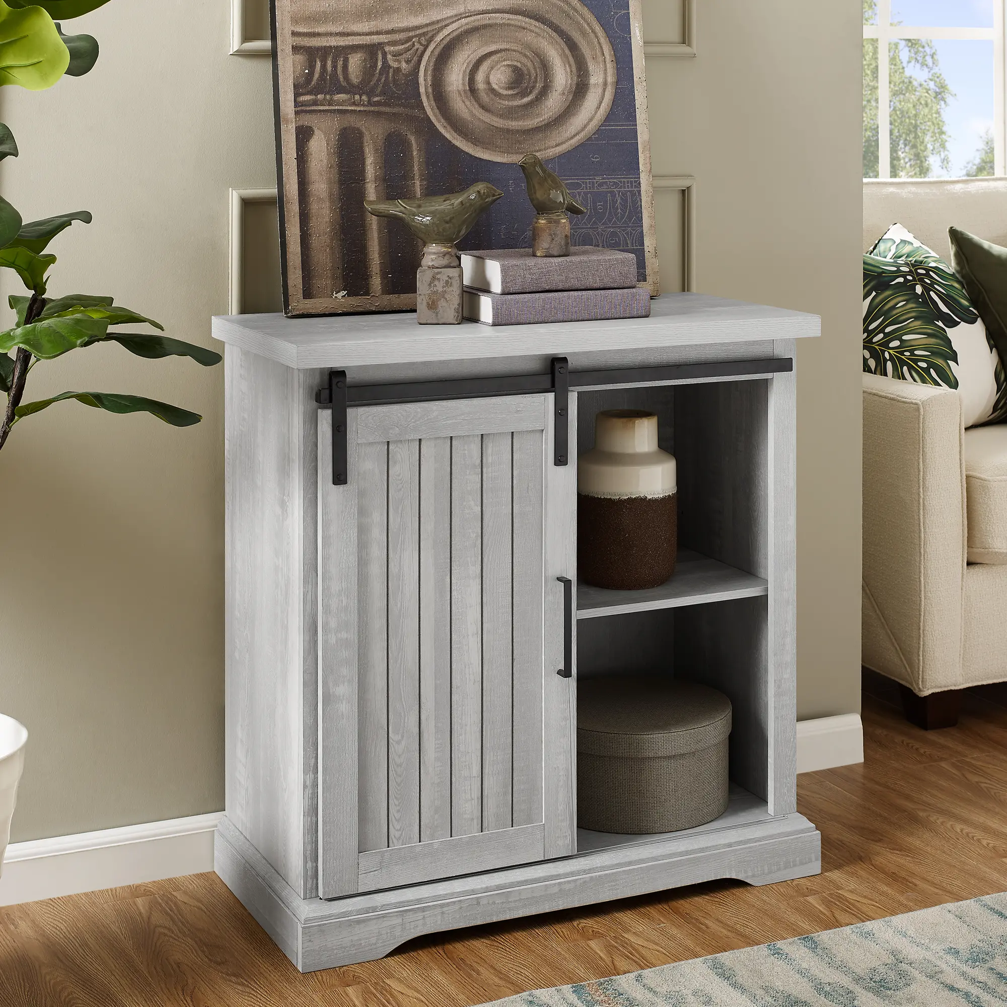 AF32ALGRDST Stone Gray Modern Farmhouse Accent Cabinet-1
