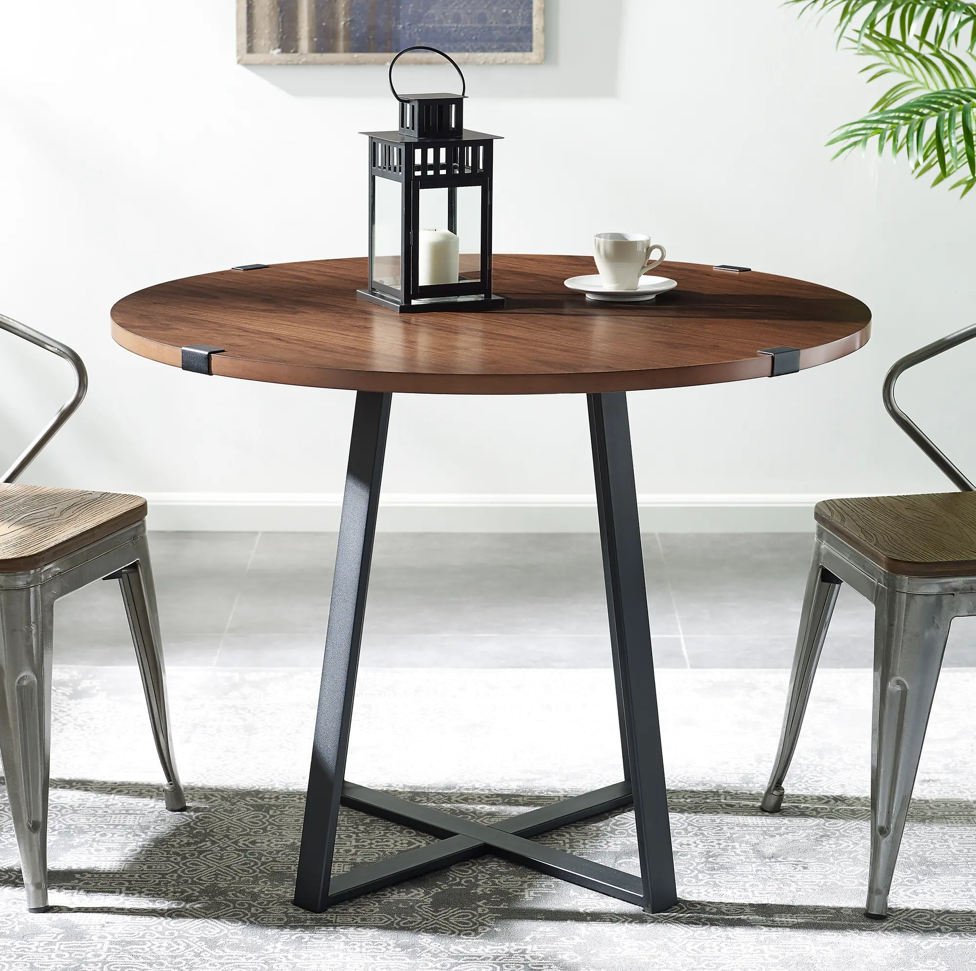 TW40RDWRADW Brown 40 Inch Round Dining Room Table-1
