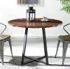 TW40RDWRADW Metal Wrap Dark Walnut 40 Inch Round Dining Table - Walker Edison