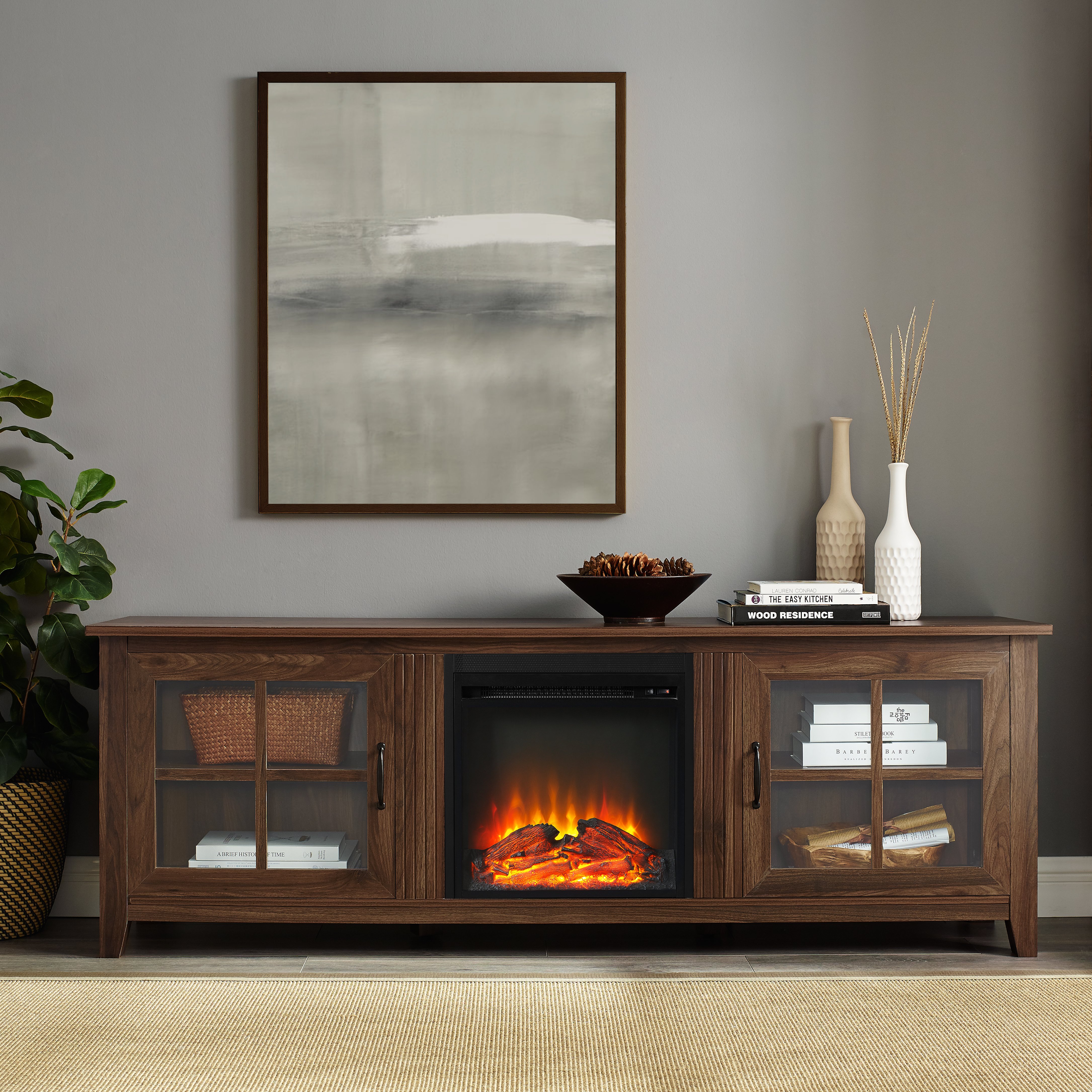 W70FPSCDW Dark Walnut 70 Inch Fireplace TV Stand-2