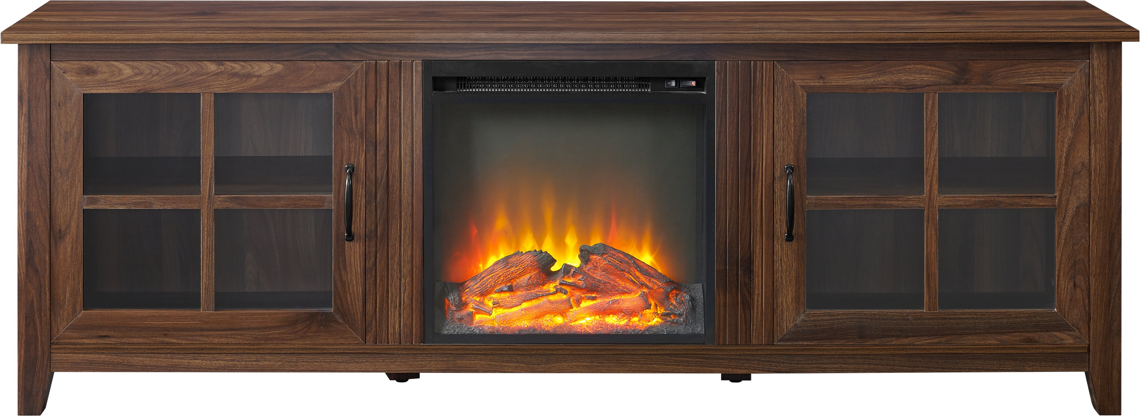 W70FPSCDW Dark Walnut 70 Inch Fireplace TV Stand-3