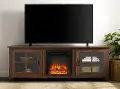 W70FPSCDW Fallon Dark Walnut 70 Inch Fireplace TV Stand - Walker Edison