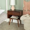 Mid Century Walnut Brown 1-Drawer Nightstand